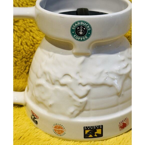 Starbucks Around the World Globe White Ceramic Chubby Travel Mug 16oz Made In US - Picture 2 of 8